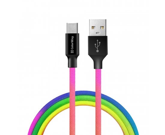 COLORWAY KABEL USB TYPE-C 2.4A 1M - MULTICOLOR (CW-CBUC018-MC)