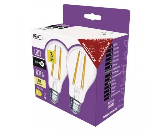 EMOS ZF5140.2 LED ZIAROVKA FILAMENT A60 / E27 / 5,9 W (60 W) / 806 LM / TEPLE BIELA