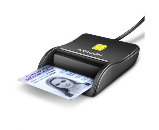 AXAGON CRE-SM3N, USB-A FLATREADER CITACKA KONTAKTNYCH KARIET SMART CARD (EOBCANKA), KABEL 1.3M