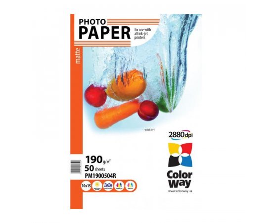 COLORWAY FOTOPAPIER MATNY 190G/M, 50KS, 10X15, PM1900504R