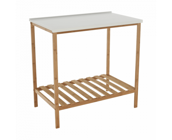 KONDELA SELENE TYP 5 STOL S POLICOU, PRIRODNA/BIELA