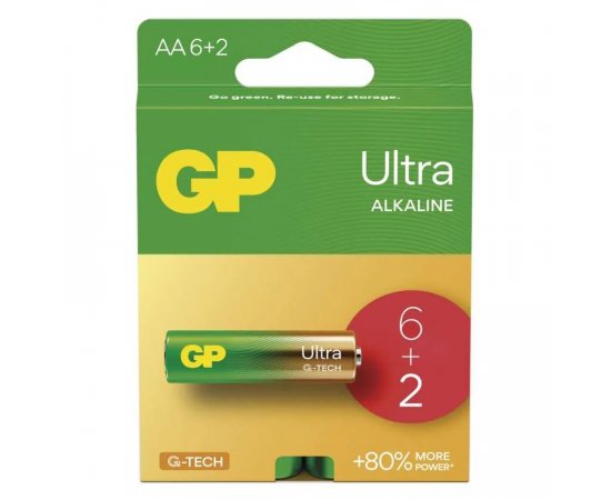 GP B02218 ULTRA LR6 ALKALICKA BATERIA (AA), 6+2 KS