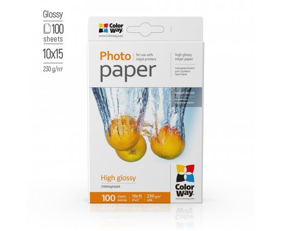 COLORWAY FOTOPAPIER CW VYSOKO LESKLY 230G/M2,100KS,10X15 (PG2301004R)