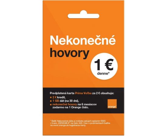 ORANGE PRIMA SIM KARTA HLAS 2 EUR + VIANOČNÝ DARČEK