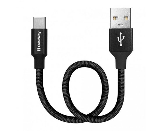 COLORWAY CABLE USB - TYPE-C 2.4A 25CM BLACK (CW-CBUC048-BK)