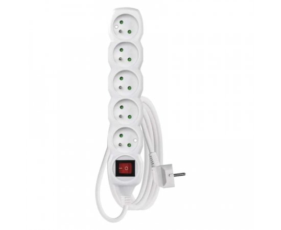 EMOS P1513 PREDLZOVACI KABEL 3 M/5 ZASUVIEK/S VYPINACOM/BIELY/PVC/1 MM2