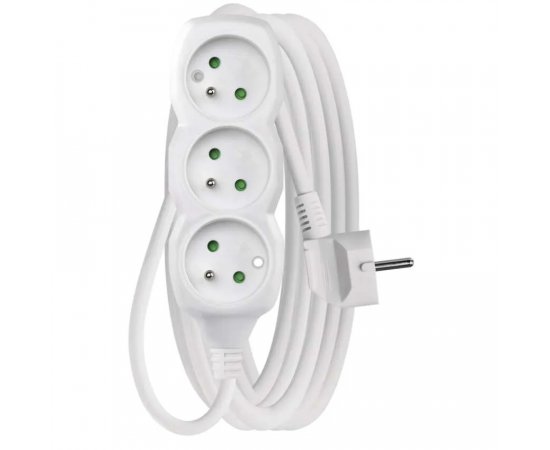 EMOS P0315 PREDLZOVACI KABEL 5 M/3 ZASUVKY/BIELY/PVC/1 MM2