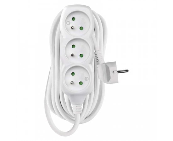 EMOS P0317 PREDLZOVACI KABEL 7 M/3 ZASUVKY/BIELY/PVC/1 MM2