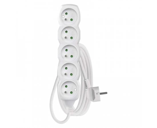 EMOS P0512 PREDLZOVACI KABEL 2 M/5 ZASUVIEK/BIELY/PVC/1 MM2