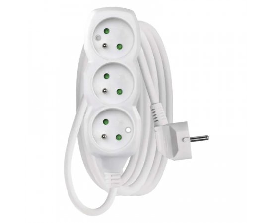 EMOS P0313 PREDLZOVACI KABEL 3 M/3 ZASUVKY/BIELY/PVC/1 MM2