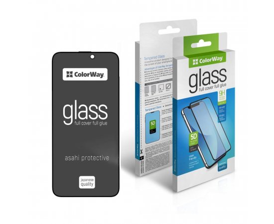 COLORWAY FULL GLUE GLASS 9H FC GLUE ANTI-SPY COLORWAY APPLE IPHONE 15 BLACK (CW-GSFGASAI15-BK)