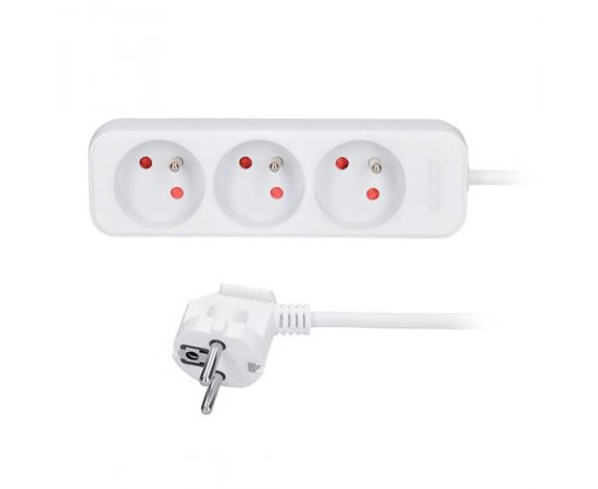 SOLIGHT PP03 PREDLZOVACI PRIVOD, 3 ZASUVKY, BIELY, 3M