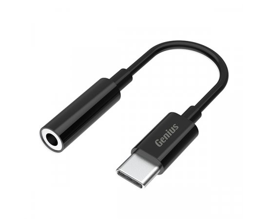 GENIUS ACC-C100, USB/AUDIO PREVODNIK, USB C SAMEC - JACK (3.5MM) SAMICA, STEREO, CIERNA