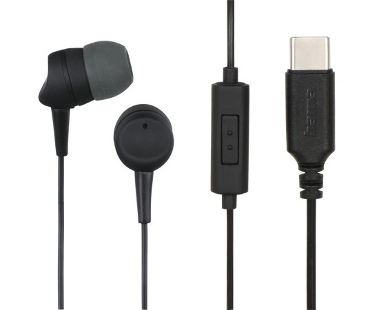 HAMA 184192 USB-C SLUCHADLA S MIKROFONOM SEA II, STUPLE, CIERNE