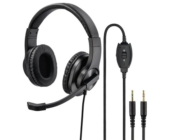 HAMA 139925 PC OFFICE STEREO HEADSET HS-P300, CIERNY