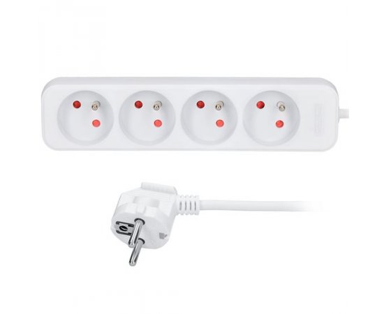 SOLIGHT PP20 PREDLZOVACI PRIVOD, 4 ZASUVKY, BIELY, 1,5M