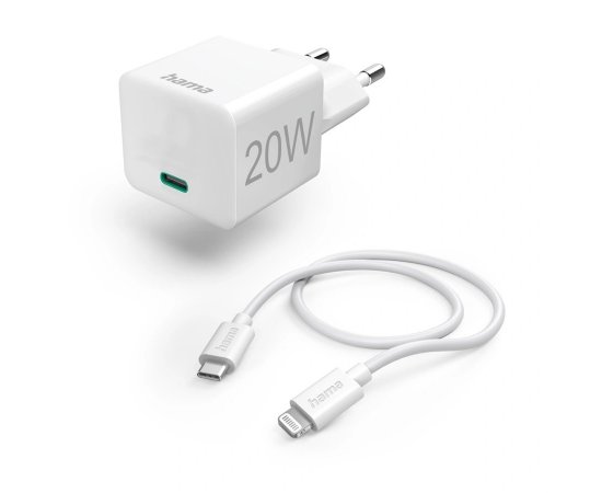 HAMA 201620 SET RYCHLA USB NABIJACKA USB-C PD 20 W + KABEL USB-C LIGHTNING 1 M