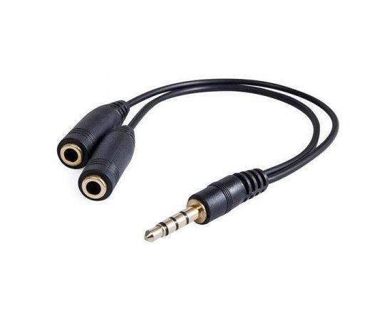 AUDIO REDUKCIA, JACK (3,5 MM) M (4-POLOVY) - 2X F JACK (3,5MM), 0.2, STEREO, CIERNA, KAAJ3JCK0L