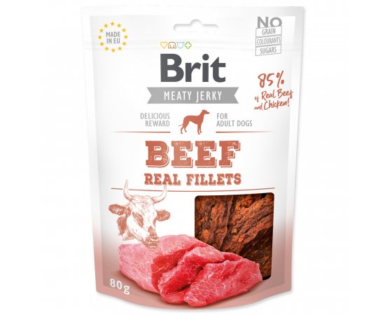 BRIT SNACK JERKY BEEF AND CHICKEN FILLETS 80G (294-111747)