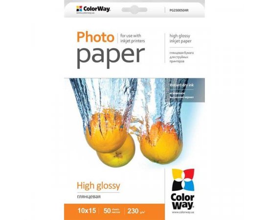 COLORWAY FOTOPAPIER VYSOKO LESKLY 230G/M,50KS,10X15, PG2300504R