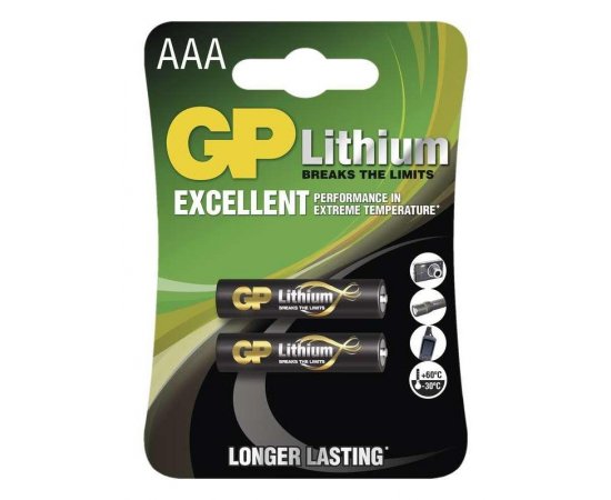 GP BATERIA LITHIOVA AAA, 2KS BLISTER, B15112