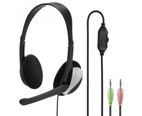 HAMA 139900 PC OFFICE STEREO HEADSET HS-P100, CIERNY