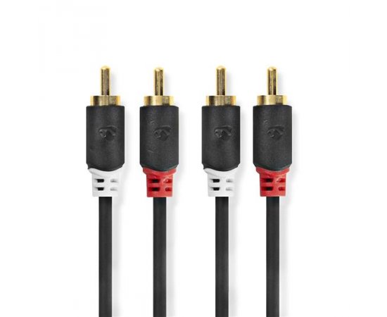 NEDIS STEREO AUDIO KABEL, 2X RCA KONEKTOR - 2X RCA KONEKTOR, POZLATENY, 3M