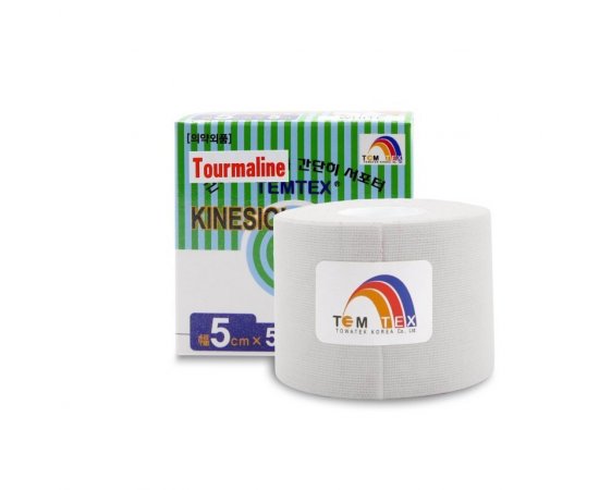 TEMTEX KINESIO TAPE TOURMALINE, BIELA TEJPOVACIA PASKA 5CM X 5M