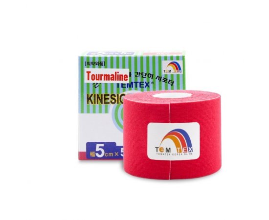TEMTEX KINESIO TAPE TOURMALINE, CERVENA TEJPOVACIA PASKA 5CM X 5M