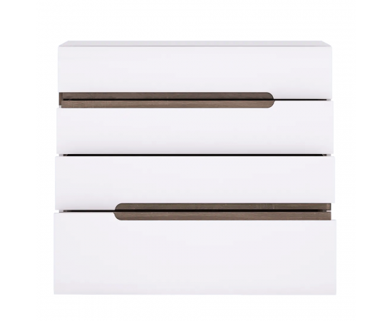 KONDELA Komoda, biela extra vysoký lesk HG/dub sonoma tmavý truflový, LYNATET TYP 44