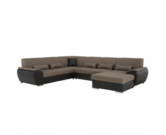 KONDELA Sedacia súprava v tvare U, látka hnedá/ekokoža hnedá, pravá, EMILY U