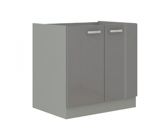 KONDELA Skrinka dolná drezová, sivá vysoký lesk, PRADO 80 ZL 2F BB