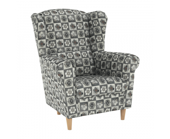 KONDELA Kreslo ušiak, látka patchwork N1, CHARLOT