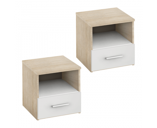 KONDELA Nočný stolík, 2 ks, dub sonoma/biela, GABRIELA KONDELA Nočný stolík, 2 ks, dub sonoma/biela, GABRIELA