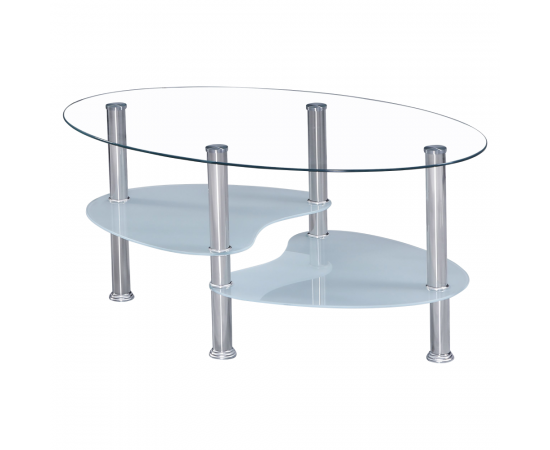 KONDELA Konferenčný stolík, oceľ/sklo, WAVE NEW