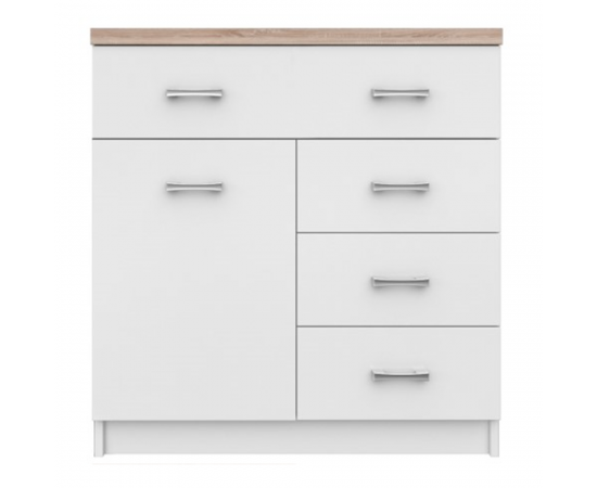 KONDELA Komoda 1D4S, biela/dub sonoma, TOPTY TYP 12 KONDELA Komoda 1D4S, biela/dub sonoma, TOPTY TYP 12
