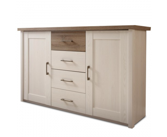 KONDELA Komoda, pínia biela/dub sonoma truflový, LUMERA