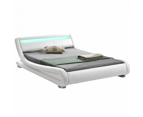 KONDELA Moderná posteľ s RGB LED osvetlením, biela, 180x200, FILIDA