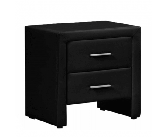 KONDELA Nočný stolík, ekokoža, čierna, CASTEL