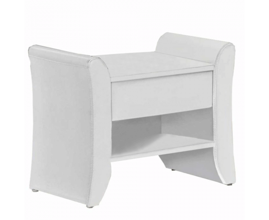 KONDELA Nočný stolík, biela ekokoža, BOLTON