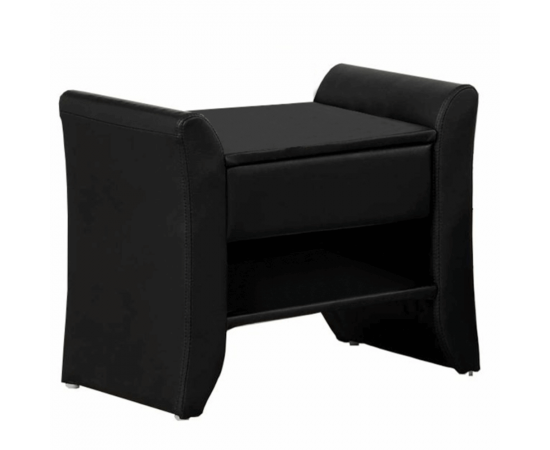 KONDELA Nočný stolík, čierna ekokoža, BOLTON