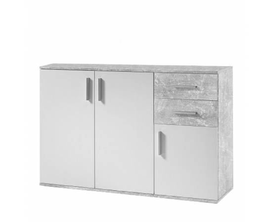 KONDELA Komoda, biela/betón, POPPY 2 KONDELA Komoda, biela/betón, POPPY 2