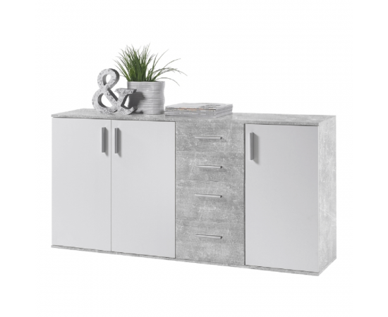 KONDELA Komoda, biela/betón, POPPY 3