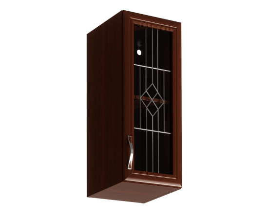 KONDELA Horná skrinka G30S so sklom, pravá, orech Milano, SICILIA
