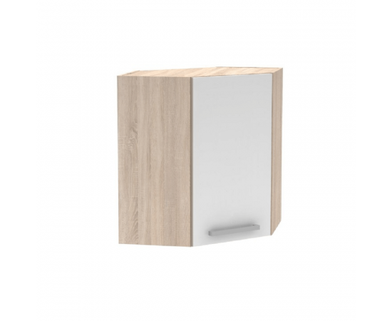 KONDELA Horná skrinka roh 1DV, dub sonoma/biela, univerzálna, NOVA PLUS NOPL-013-OH