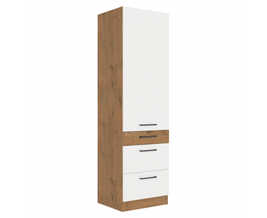 KONDELA Vysoká skrinka, dub lancelot/biela extra vysoký lesk HG, VEGA 60 DKS-210 3S 1F KONDELA Vysoká skrinka, dub lancelot/biela extra vysoký lesk HG, VEGA 60 DKS-210 3S 1F