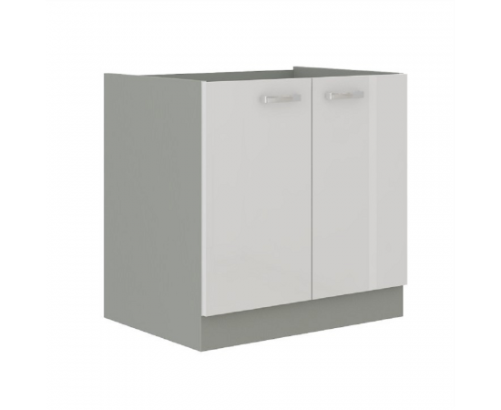 KONDELA Skrinka dolná, biela extra vysoký lesk/sivá, PRADO 80 D 2F BB KONDELA Skrinka dolná, biela extra vysoký lesk/sivá, PRADO 80 D 2F BB