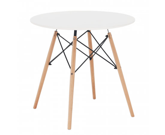 KONDELA Jedálenský stôl,  biela/buk, priemer 60 cm, GAMIN NEW 60