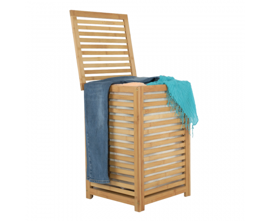 KONDELA Kôš na bielizeň, lakovaný bambus/béžová, BASKET KONDELA Kôš na bielizeň, lakovaný bambus/béžová, BASKET