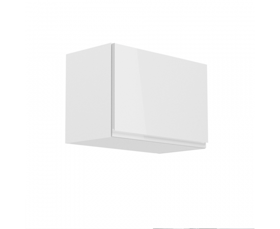 KONDELA Horná skrinka, biela/biely extra vysoký lesk, AURORA G60K